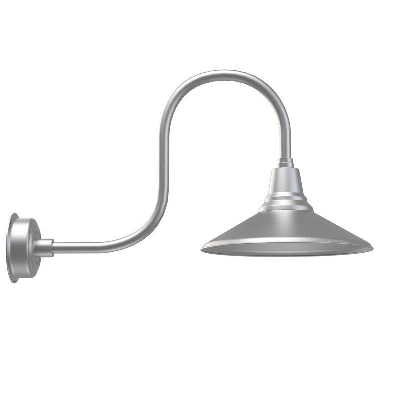 Luminaire de grange d’extérieur à del Albali, H 9 po x l 16 po x P 17 po, Argent galvanisé