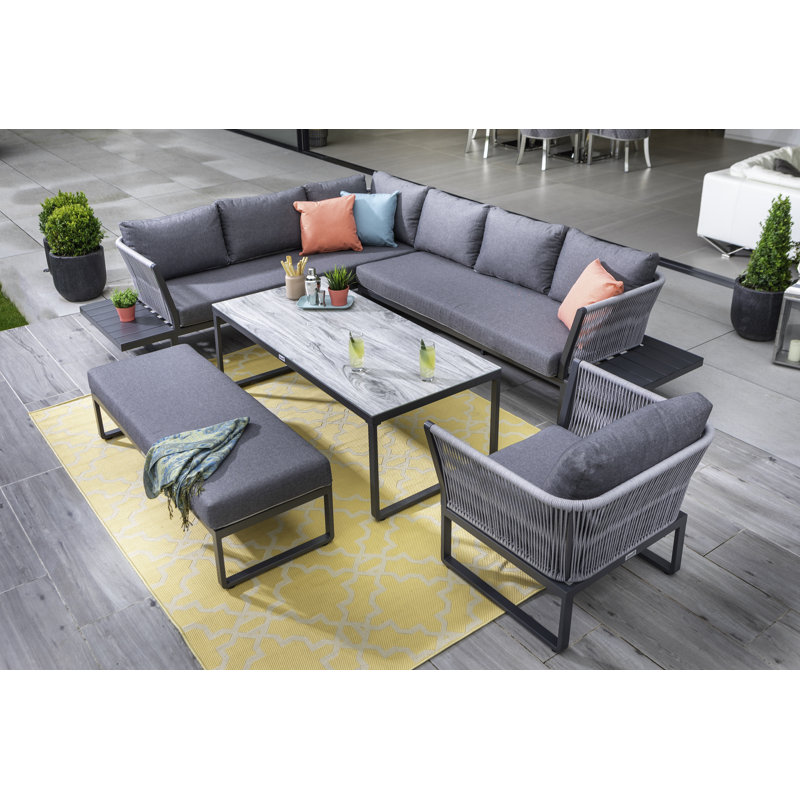 Dubai Rectangular Corner Platform Set with Lounge Chair