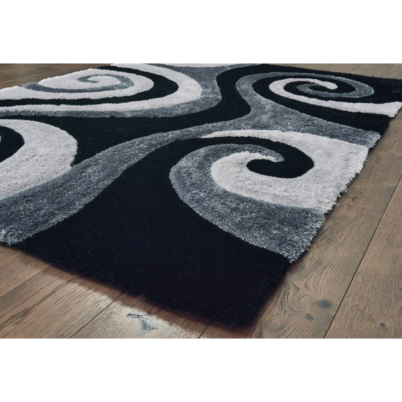 Tapis noir / gris fumée Fitts, Rectangle 1 pi 10 po x 3 pi