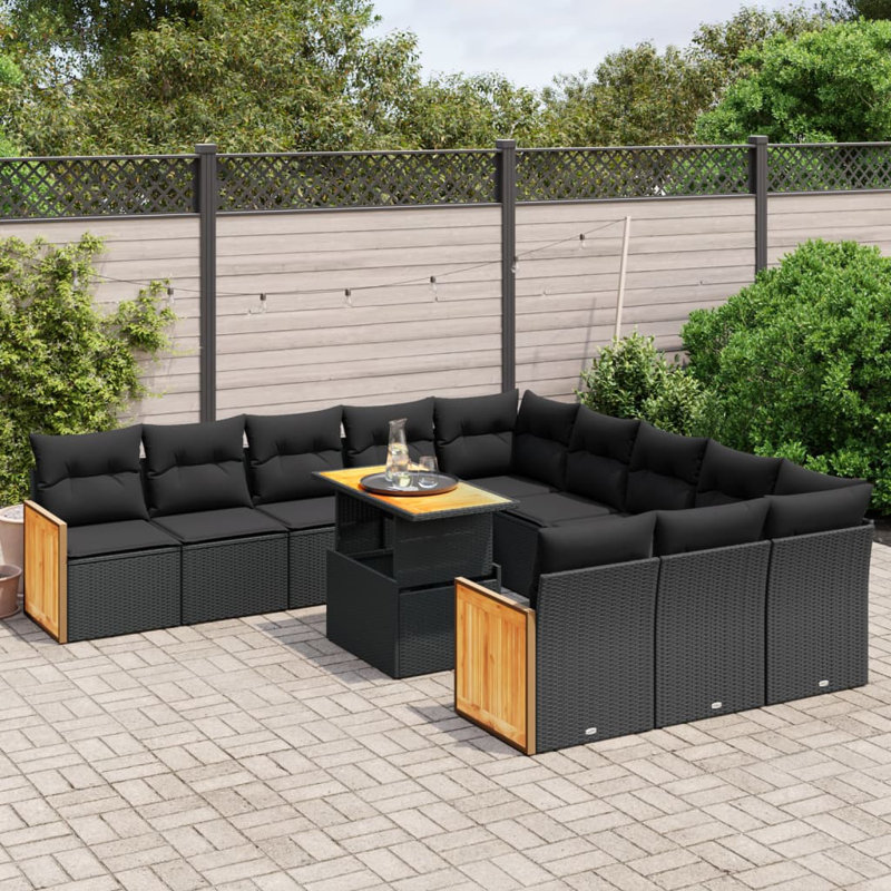  Garden Sofa Set Black