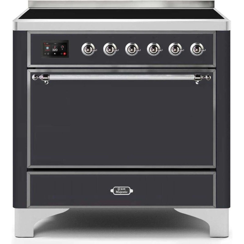 ILVE Majestic II Series 36 in. Induction Range with 5 Induction Elements (Solid Door), Graphite Matte/Chrome