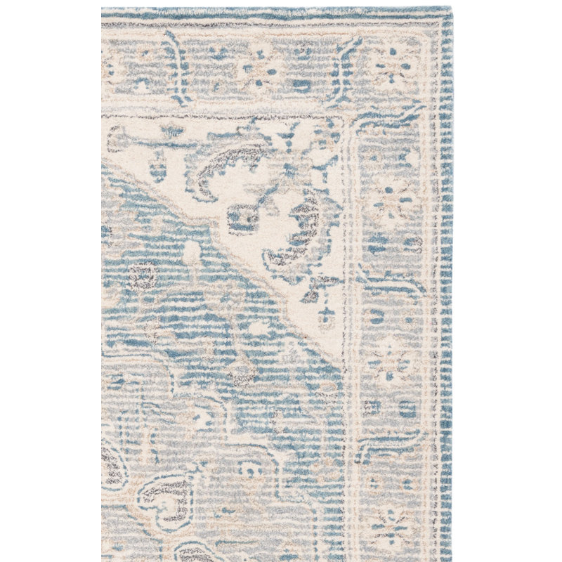 Tapis bleu / ivoire Metro 617, Carré 6 pi
