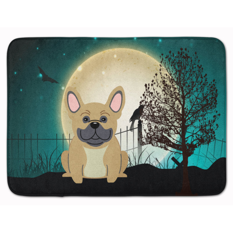 Tapis de bain en forme de bouledogue français Halloween, Crème