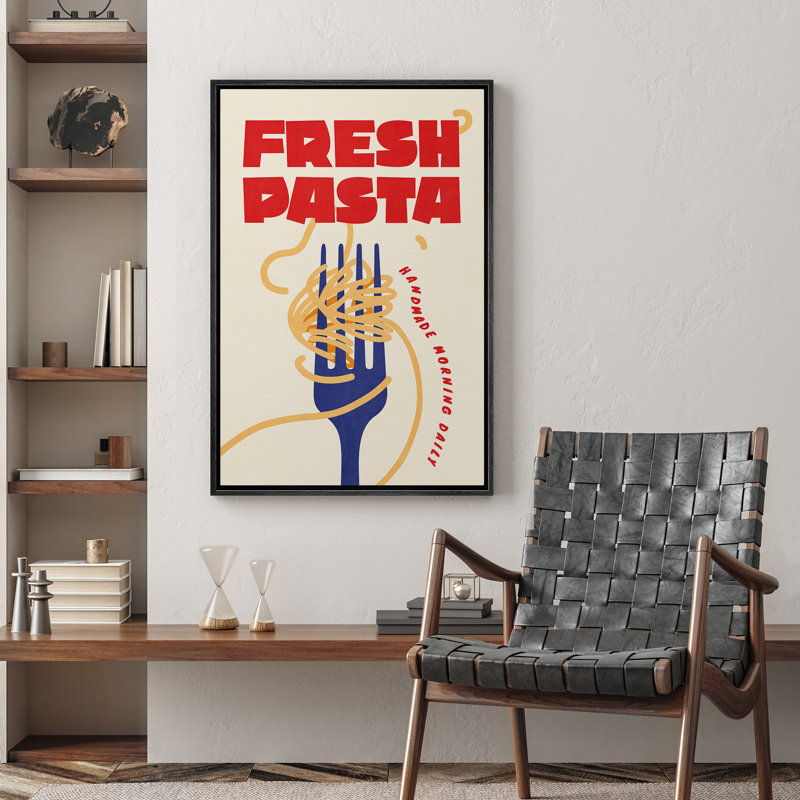 «Fresh Pasta Kitchen Decor», reproduction d'art sur toile encadrée pour chambre principale, Noir, noir, noir, noir