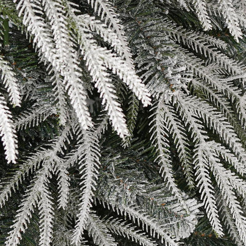 Ensemble de 3 sapins de Noël enneigés à cascade, sapins pleureurs floqués préilluminés avec télécommande, sapins de Noël fins de 1,20 m, 1,50 m et 1,80 m avec 8 modes d'éclairage pour la décoration intérieure des fêtes
