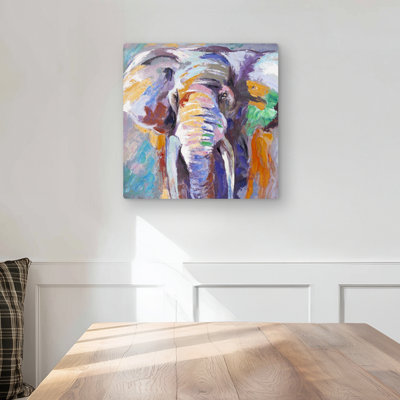 Elephant in Pastel Color - Livingroom Metal Print for Home Decor