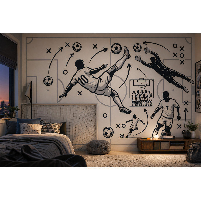 Décoration murale amovible Football Football, 140"x108", Textured Non-Pasted