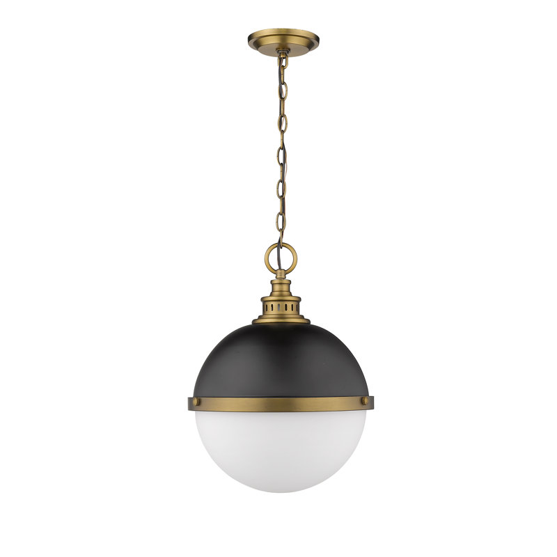 Luminaire suspendu sphère unique/à 2 lumières Dukinfield, Noir mat / bronze industriel