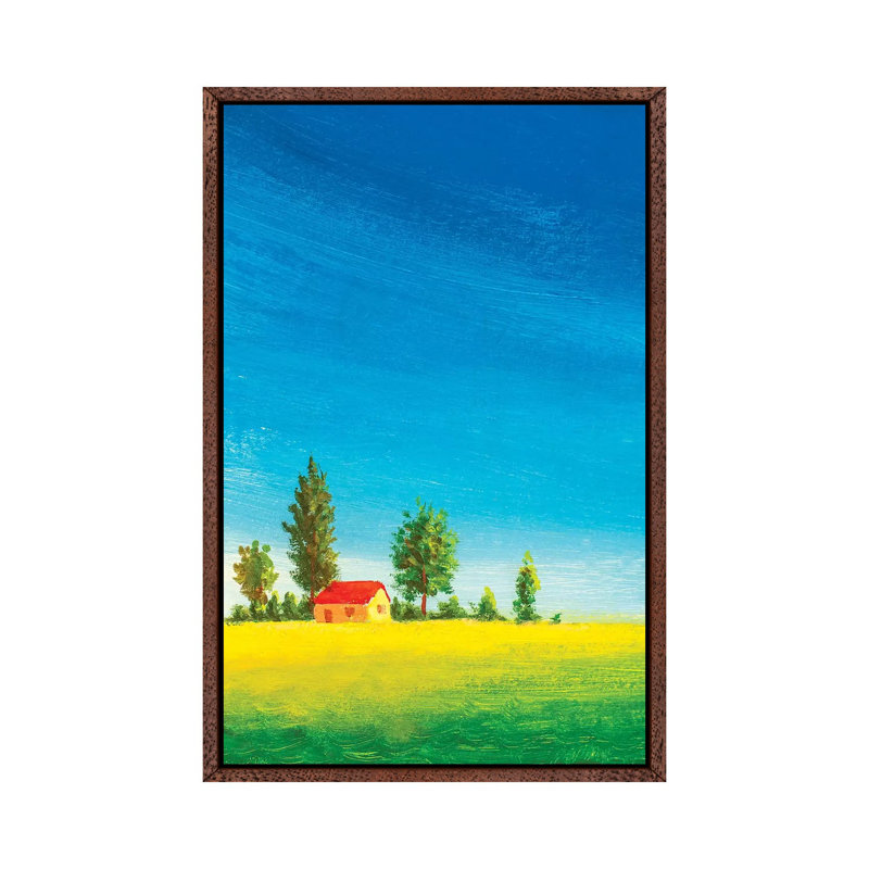 Beautiful House On Green Meadow by Valery Rybakow - Painting on Canvas, 101.6cm H x 66.04cm W x 3.81cm D