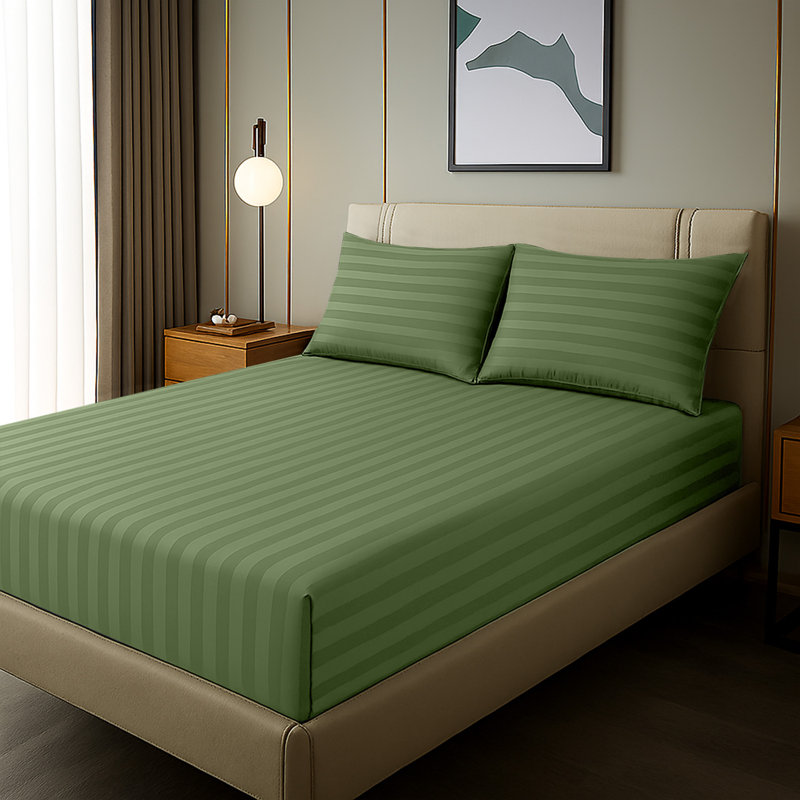 Microfiber Standard Fitted Sheet, Olive Green, Super King (6')