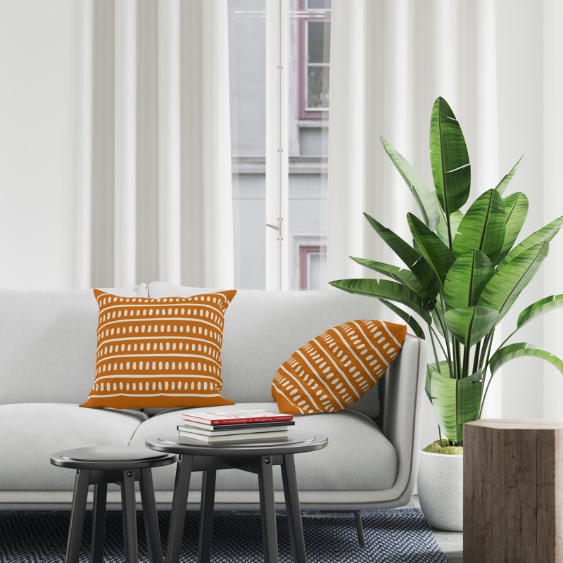 Jeté carré en polyester intérieur / extérieur, L 17 po x H 17 po, Orange