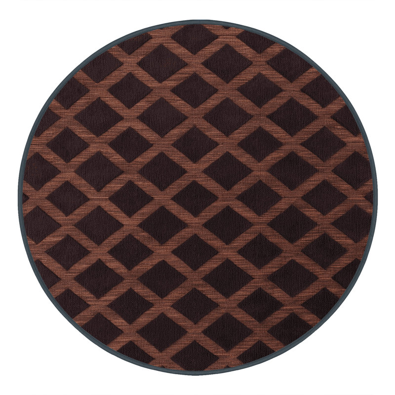 Tapis noir en treillis lavable à la machine, Rond 6 pi
