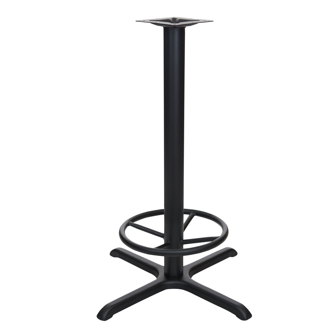 STB Black 30x30" Cross Indoor Bar Height Table Base with Foot Ring BFM Seating