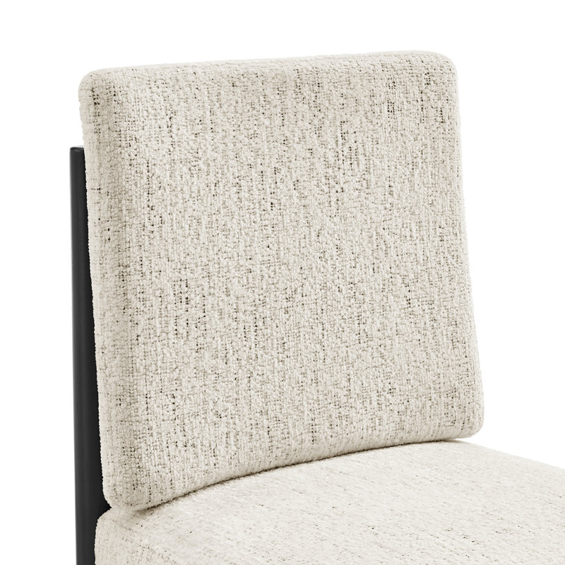 19.5'' H Upholstered Dining Side Chair, Fabric Beige, Black