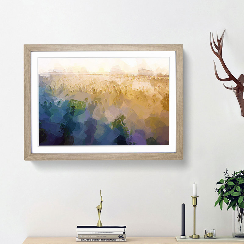 Fog over the Forest in Abstract - Picture Frame Graphic Art Print on MDF, Oak Framed, 27cm H x 36cm W x 2cm D