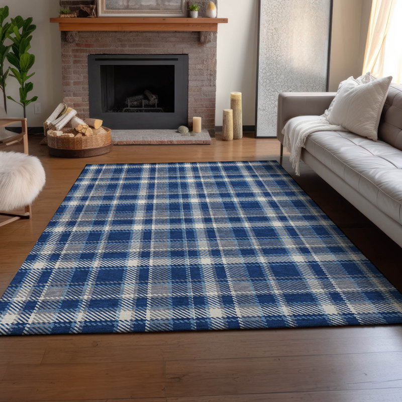 Premium Machine Washable Cerrito AMF563 Navy Rug, Rectangle 9' x 12'