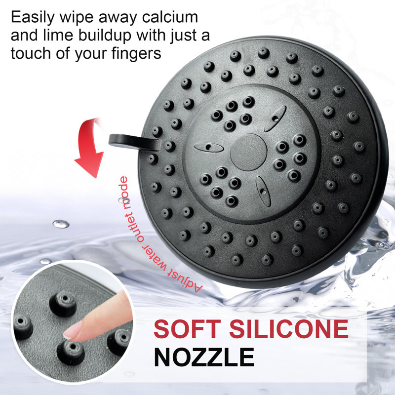 High Pressure Shower Heads 3.6 Inch 3 Settings Rain High Flow Showerhead, Matte Black