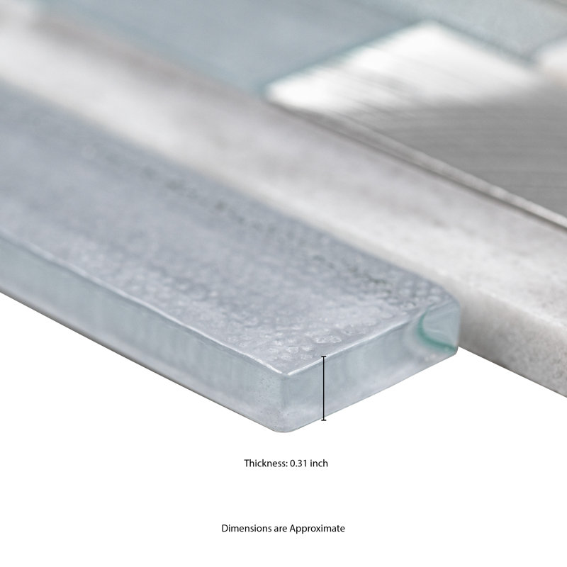 Alessio Interlocking 12 in. x 12 in. Glass, Stone and Metal Blend Mosaic Wall Tile