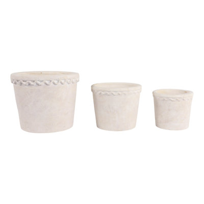 Pots de fleurs ronds classiques en terre cuite pour l'intérieur et l'extérieur, parfaits pour la chambre et le salon - Décoration rustique pour la terrasse - Lot de 3, 25 cm, 20 cm, 15 cm