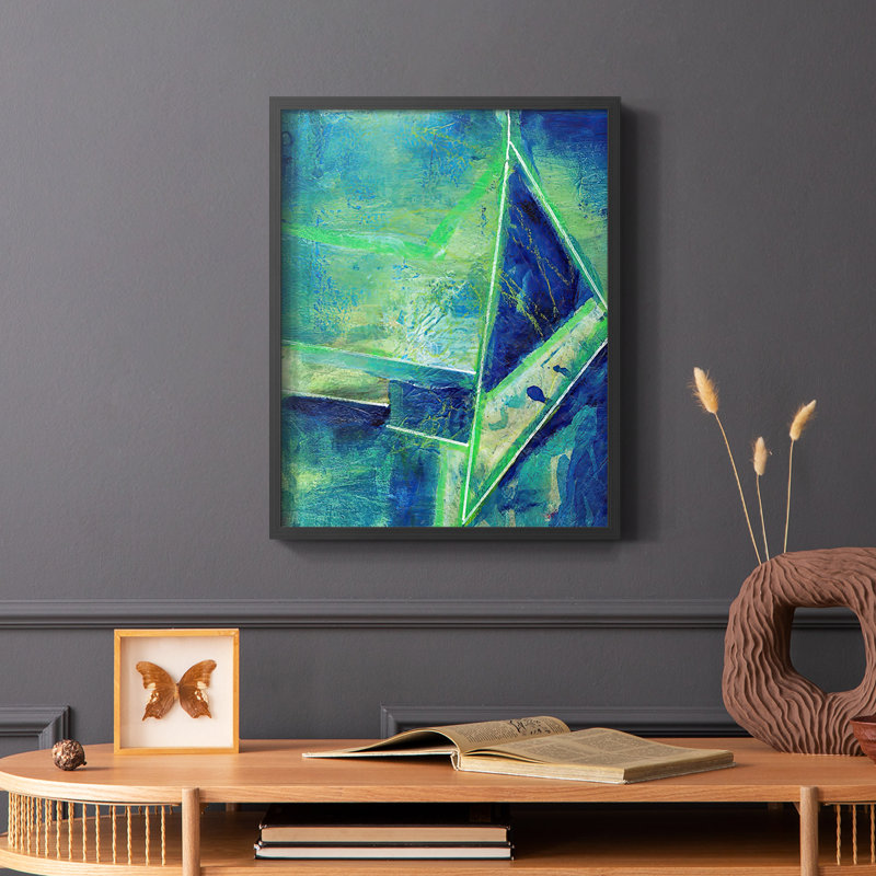 «Geometric in Cool II», reproduction encadrée - bois massif, H 28 po x l 22 po, Noir