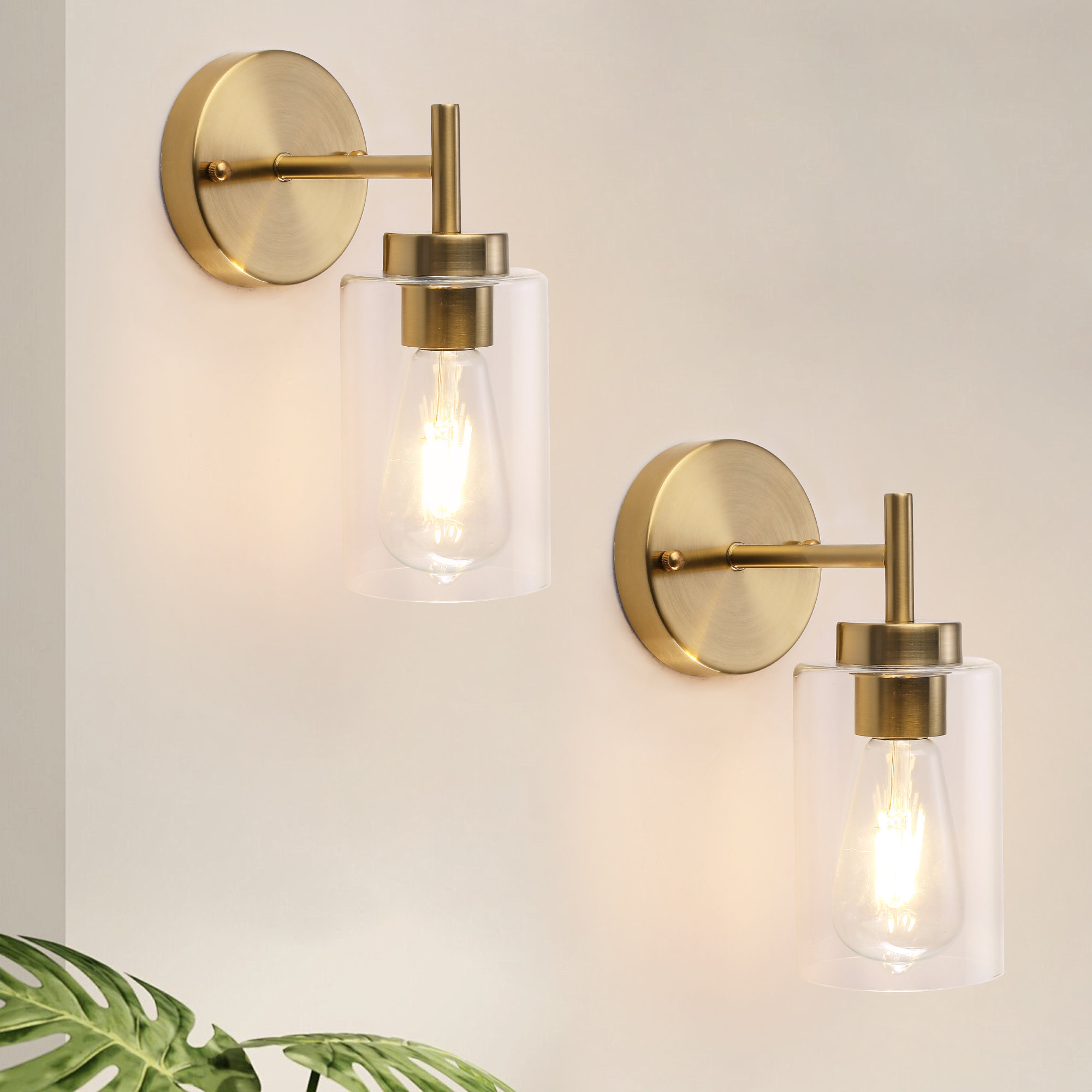 Breakwater Bay (Set Of 2 ) Mosca Bath Sconce Wall Light with Glass ...