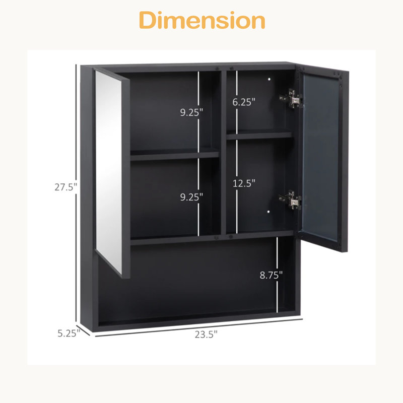 Armoire de rangement murale élégante, armoire de rangement murale à miroir