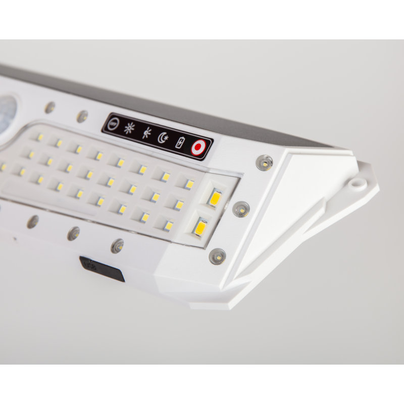 Solar Outdoor Wall Light with Motion Sensor, USB Charger for Emergency Power & Wide Lighting