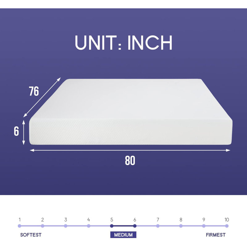 Mattress 6 Inch Cooling Gel Memory Foam Mattress CertiPUR-US Certified Medium Firm Mattress with Washable Cover for Cool Sleep and Pressure Relief
