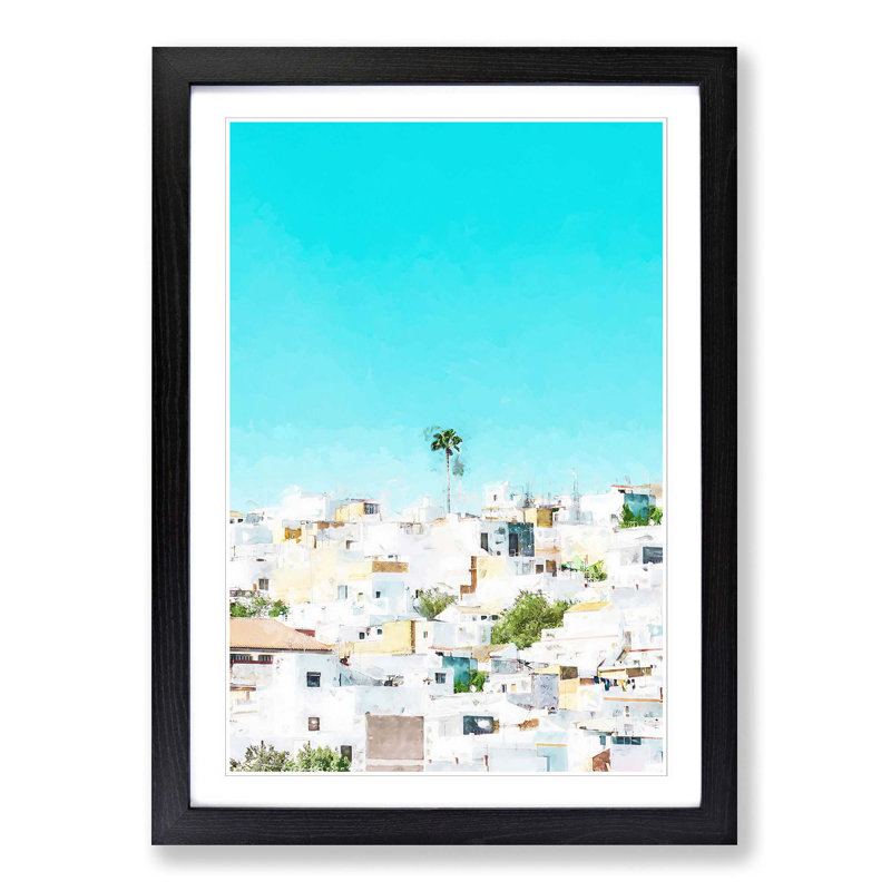 Rooftops in Montecorto Spain in Abstract - Picture Frame Graphic Art Print, 91cm H x 60cm W x 2cm D, Black