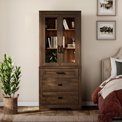 Armoire garde-manger à 3 niveaux avec tiroir Glenford, armoire sur pied de 73,3 po de hauteur, buffet de cuisine moderne avec tablettes réglables pour la salle à manger et le salon