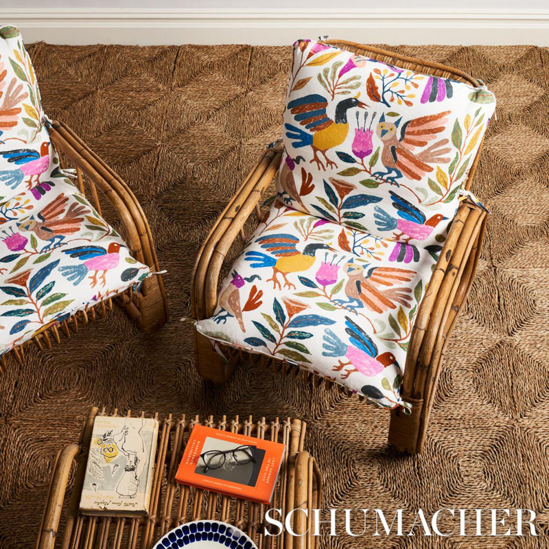 Schumacher x Abel Macias Canopy Fabric, Green/Red/Yellow