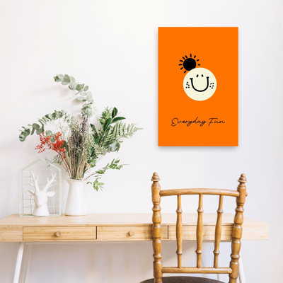 Happy Sun Smile Minimalist Abstract Landscape Nature Wall Art Print by Annick - Wrapped Canvas Print