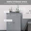 Armoire de salle de bain en gris, 2 portes et tiroirs avec tablette réglable, rangement autoportant, matériau, eau, espace supplémentaire pour les serviettes