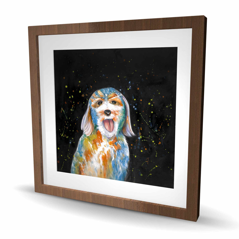 Abstrait Labradoodle - reproduction encadrée mate pour la décoration intérieure, Brun, H 24 po x l 24 po