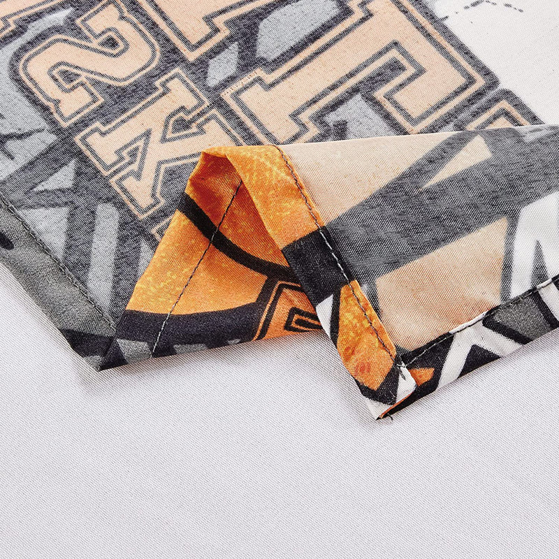 Full Gray and Orange Basketball Print Microfiber Sheet Set