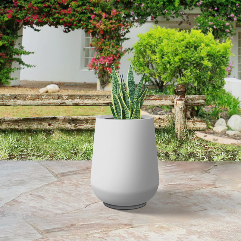 Pot à fleurs en béton Laihla, Blanc, H 13,8 po x l 10,7 po x P 10,7 po
