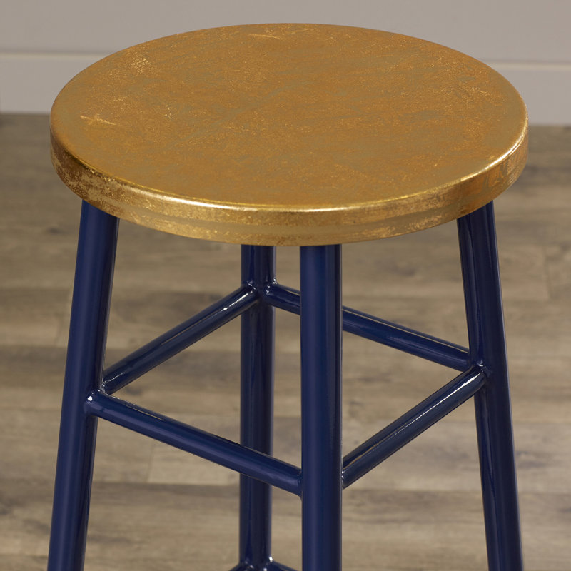 Worcester Counter Stool with Metal Frame, Navy/Gold