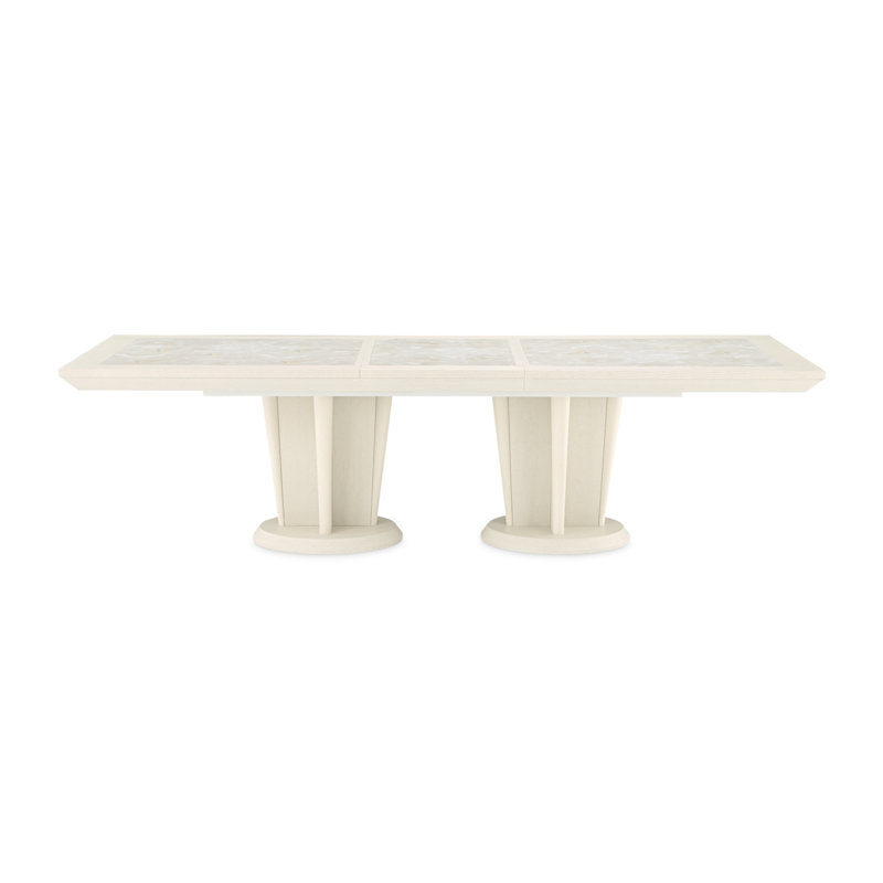 Rectangle Oak Extendable Double Pedestal Dining Table