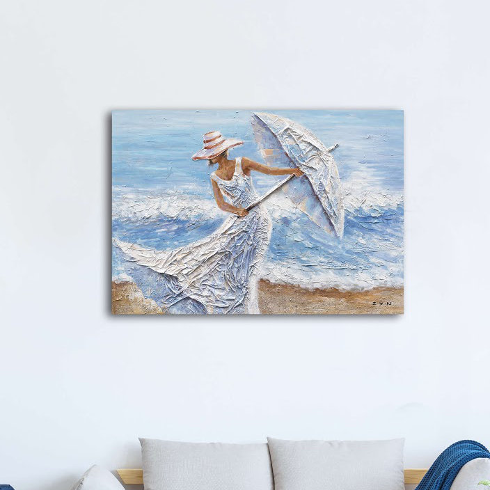«Beach Winds», reproduction de peinture à l'huile sur toile tendue, H 36 po x l 48 po x P 1,5 po