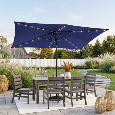 Améliorez votre espace extérieur: parasol rectangulaire DEL de 6 pi x 9 pi avec protection contre les rayons UV, inclinaison facile et résistance au vent