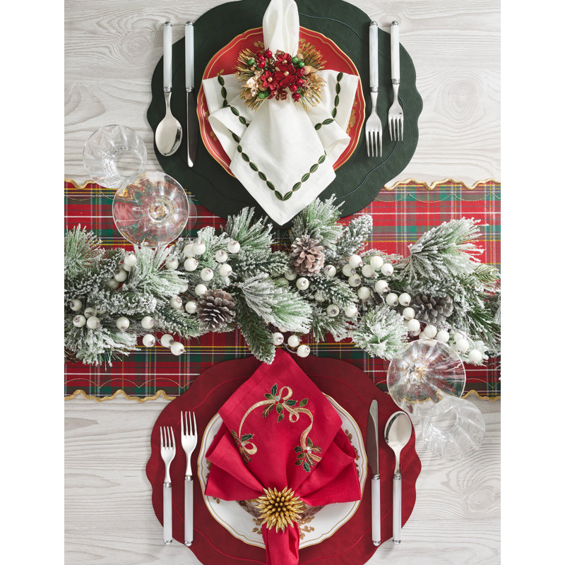 Xmas Ribbon Napkin, Red/Green/Gold