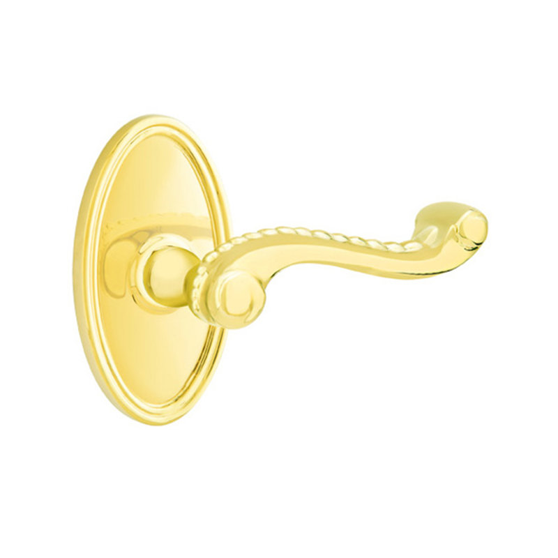 Poignée de porte avec rosette Rope Passage, Droite, Laiton brillant