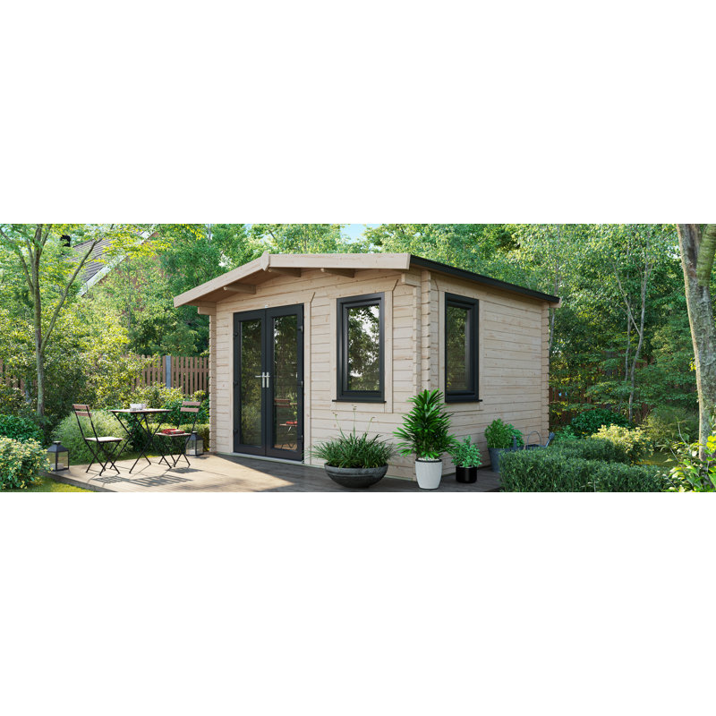 Powersheds Apex 10 x 12ft Chalet Log Cabin, Doors to the Left - 44mm