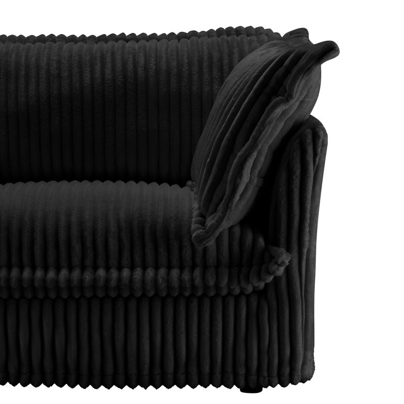 Fauteuil avec structure, housse en velours côtelé noir, fauteuil, housses amovibles faciles à nettoyer, confortable