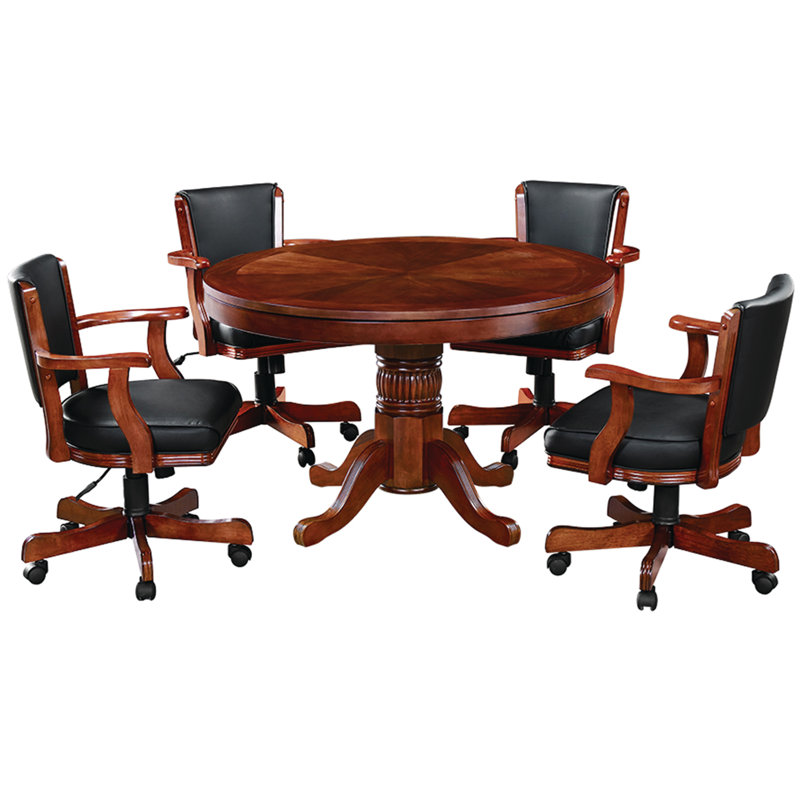 48'' Poker Table with Game Chair Set and Flip Table By RAM Game Room, English Tudor