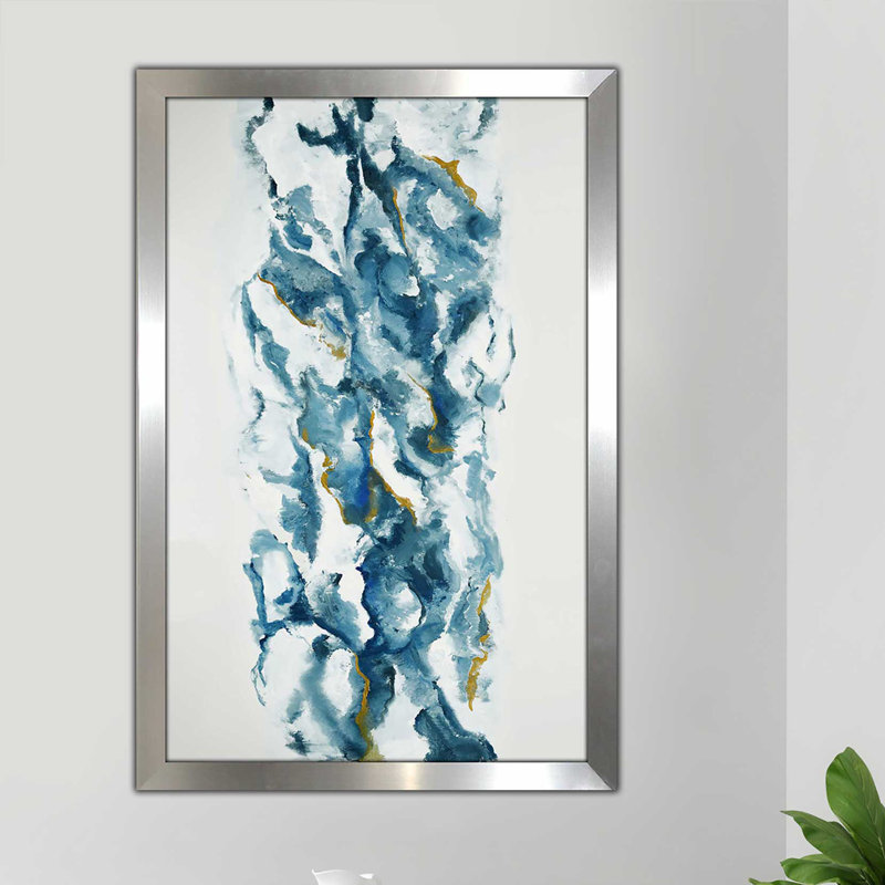 Into The Blue (Vert) - Imprimé, H 49,5 po x l 33,5 po x P 1 po, Encadrement argenté