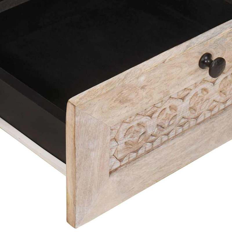 Solid Wood Coffee Table with Storage, Beige