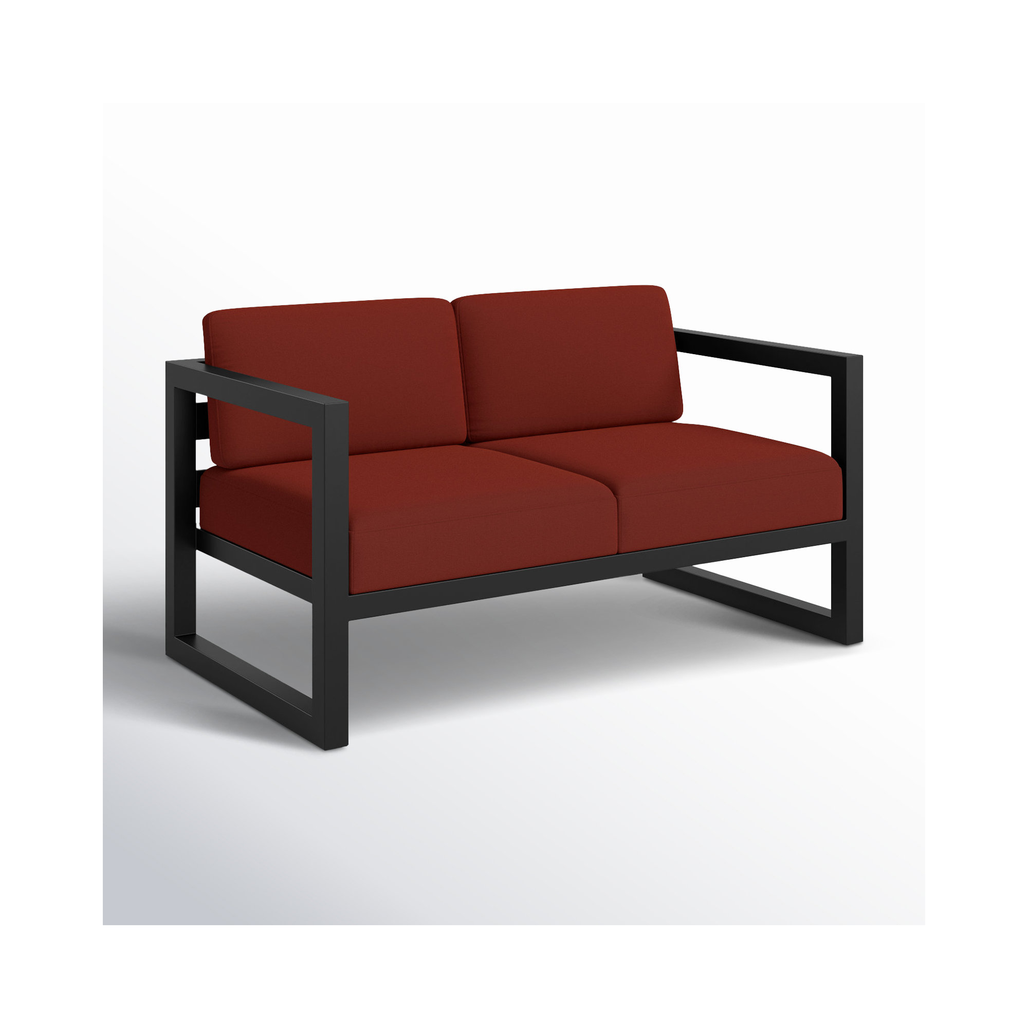 Smith 57" Outdoor Loveseat with Sunbrella® Cushions, Canvas Henna, Black
