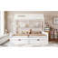 Lit plateforme simple double avec tablettes et tiroirs de rangement, lit plateforme avec lattes de soutien, conception enfantine et maisonnette-1832814182