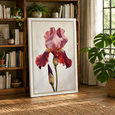 Iris in Rose Botanical - Wrapped Canvas